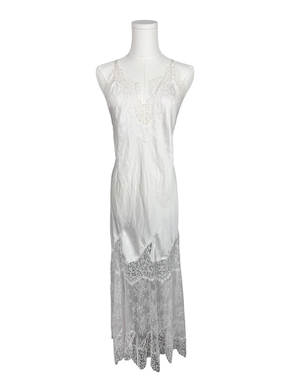 Victoria's Secret Bridal Honeymoon White Lace Satin Maxi Slip Dress L